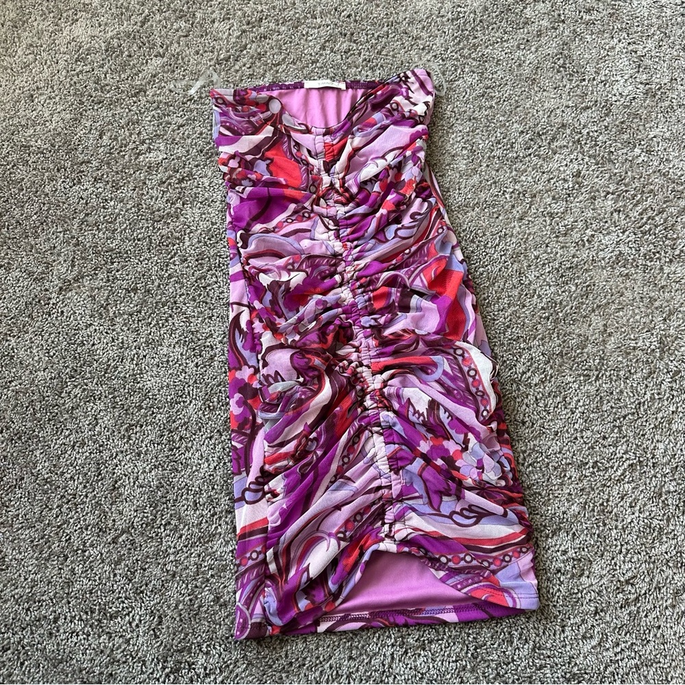 Timing Strapless Dress in Pink and Purple